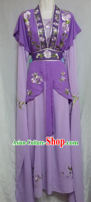 Top Grade Chinese Beijing Opera Maidservants Purple Dress China Peking Opera Young Lady Embroidered Costume
