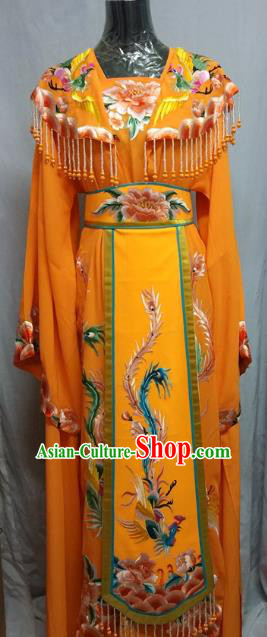 Top Grade Chinese Beijing Opera Diva Water Sleeve Orange Dress China Peking Opera Empress Embroidered Costume