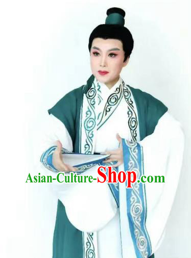 Chinese Beijing Opera Scholar Costume Peking Opera Niche Embroidery Green Robe for Adults