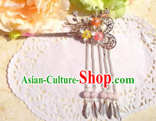 Chinese Ancient Hair Accessories Hanfu Hairpins Butterfly Tassel Step Shake for Women