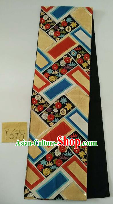 Japanese Traditional Embroidered Flowers Brocade Waistband Kimono Yukata Dress Wafuku Belts for Women