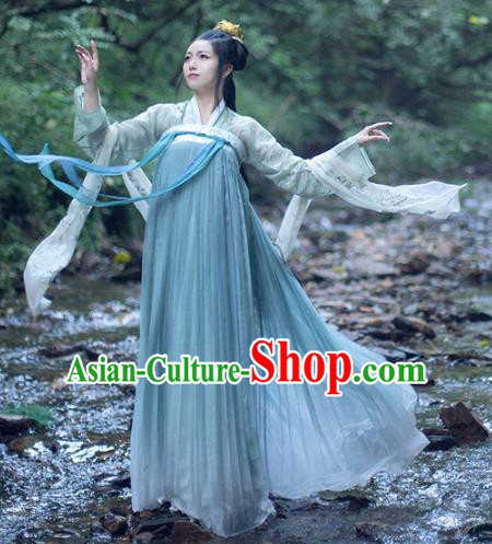 Chinese Ancient Tang Dynasty Nobility Lady Embroidered Hanfu Dress Costume for Women
