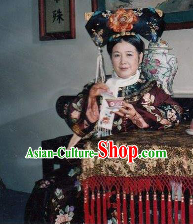 Chinese Traditional Palace Lady Historical Costume China Qing Dynasty Kangxi Empress Dowager Clothing