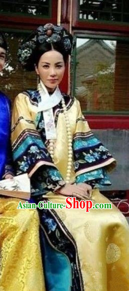 Chinese Ancient Empress Zhenhuan Historical Costume China Qing Dynasty Manchu Lady Clothing