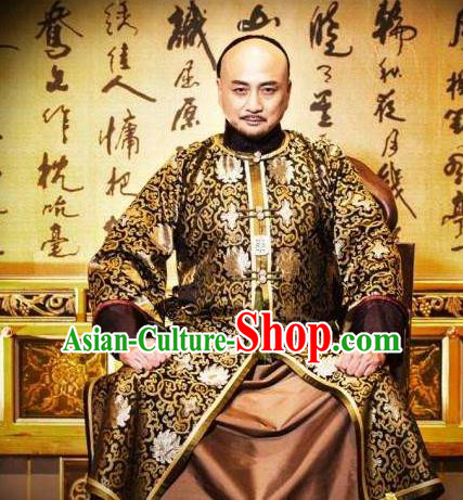Chinese Ancient Yongzheng Emperor Historical Costume China Qing Dynasty Kaiser Embroidered Clothing