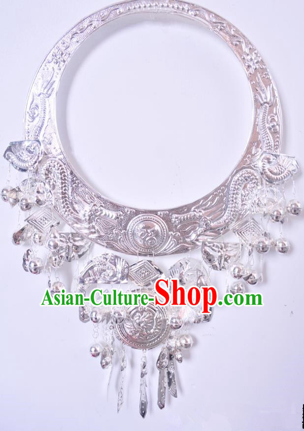 Traditional Chinese Miao Nationality Accessories Necklet Hmong Sliver Necklace for Women