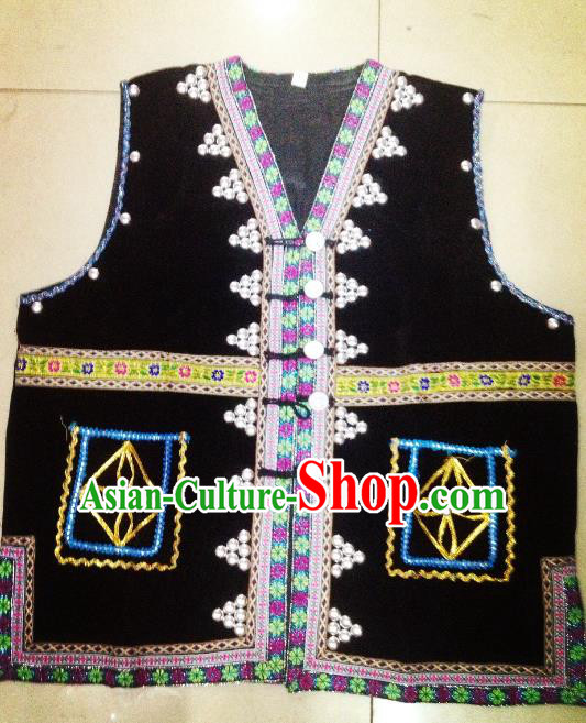 Traditional Chinese Miao Nationality Dance Costume Chinese Hmong Minority Embroidered Vests for Men