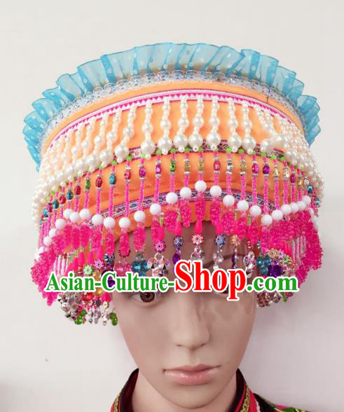 Traditional Chinese Zhuang Nationality Hair Accessories Hats Yi Ethnic Minority Headwear for Women