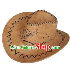 Traditional Chinese Zang Nationality Hair Accessories Tibetan Ethnic Minority Khaki Hats Headwear for Men