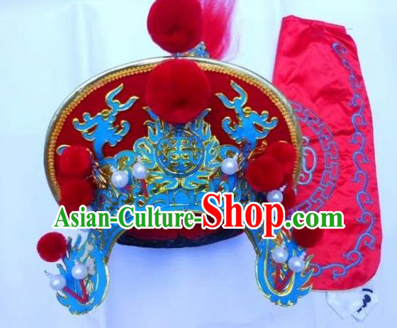 Traditional Chinese Sichuan Opera Red Hats Hair Accessories Peking Opera Headwear