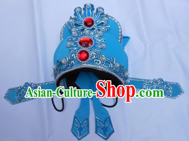 Traditional Chinese Beijing Opera Scholar Blue Hats Peking Opera Niche Headwear