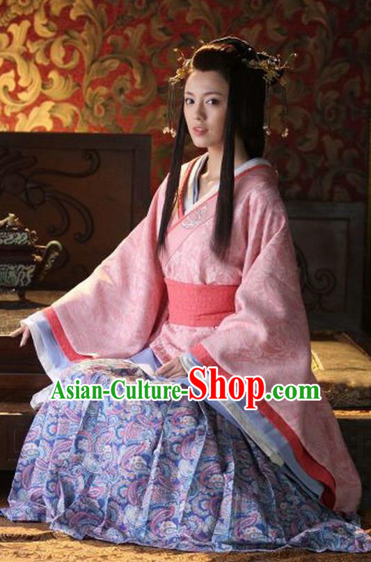 Chinese Han Dynasty Princess Lu Yuan Hanfu Dress Ancient Palace Infanta Embroidered Replica Costume for Women
