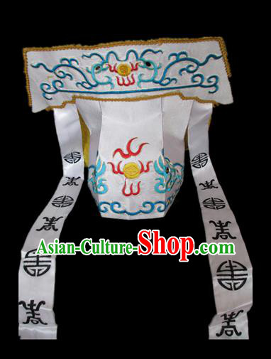 Traditional Chinese Beijing Opera Imperial Bodyguard White Hats Peking Opera Niche Headwear