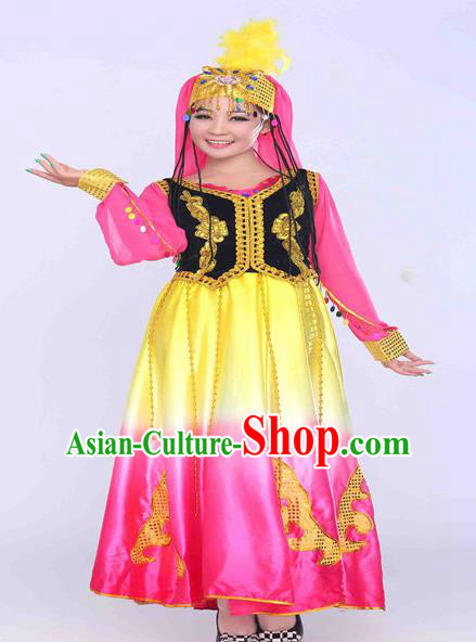 Traditional Chinese Uyghur Nationality Dance Costume, Chinese Uigurian Minority Dance Dress for Women