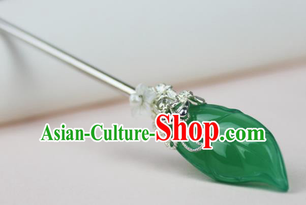 Chinese Ancient Handmade Hair Accessories Green Jade Hairpin Hair Fascinators Hairpins for Women