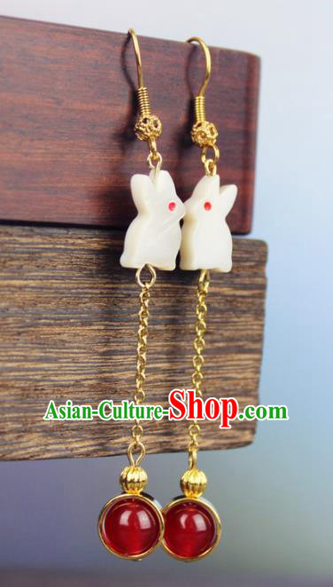 Chinese Ancient Handmade Earrings Accessories Hanfu Rabbit Tassel Eardrop for Women