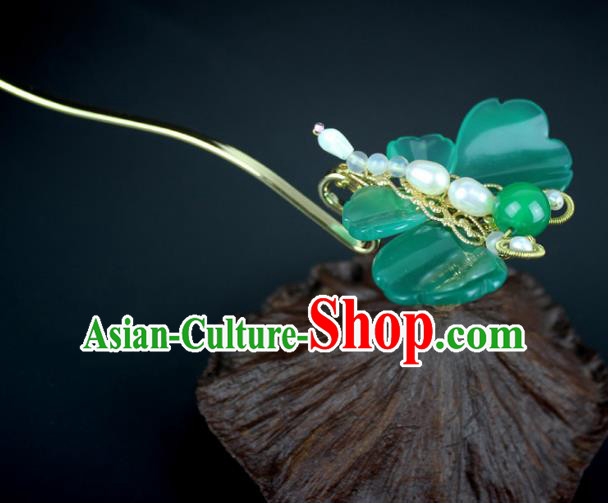 Chinese Ancient Handmade Hair Accessories Classical Hairpins Jade Butterfly Hair Clips for Women