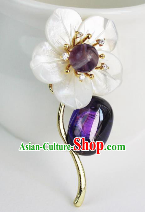 Chinese Ancient Handmade Brooch Accessories Chalcedony Breastpin for Women