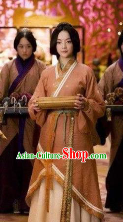 Ancient Traditional Chinese Eastern Han Dynasty Palace Lady Hanfu Dress Replica Costume for Women