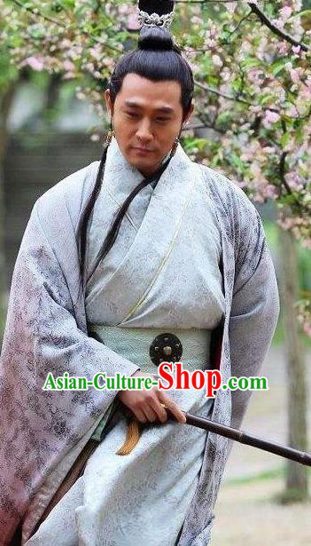 Traditional Ancient Chinese Han Dynasty Minstrel Court Musician Xiao Yu Replica Costume for Men