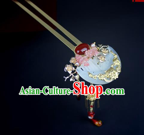 Chinese Ancient Handmade Hair Accessories Classical Hairpins Wedding Jade Hair Clip for Women