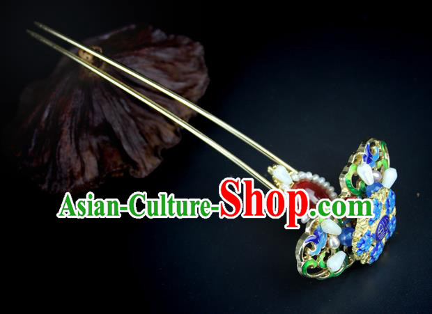 Chinese Ancient Handmade Hair Accessories Wedding Hair Clip Classical Hanfu Blueing Hairpins for Women