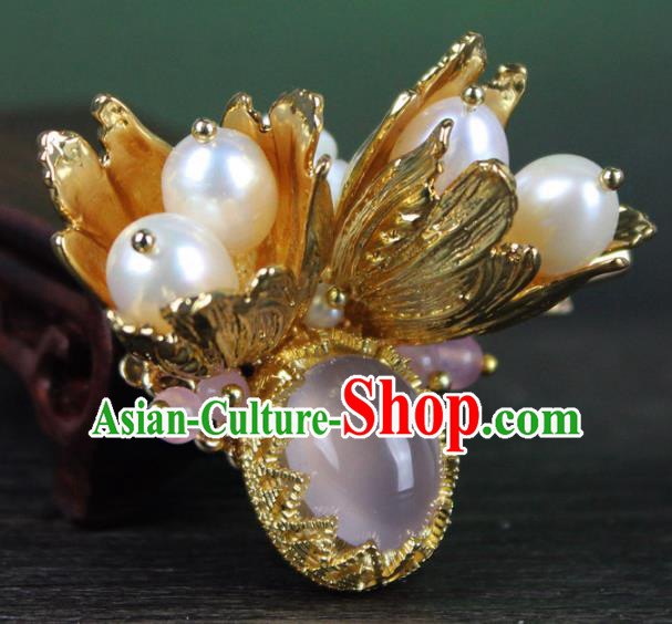 Chinese Ancient Handmade Hair Accessories Classical Hanfu Golden Hair Claw for Women