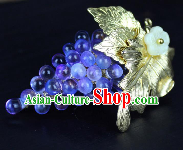 Chinese Ancient Handmade Accessories Crystal Grape Brooch for Women