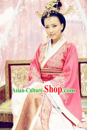 Chinese Ancient Wei and Jin Dynasties Imperial Concubine Li Embroidered Hanfu Dress Replica Costume for Women