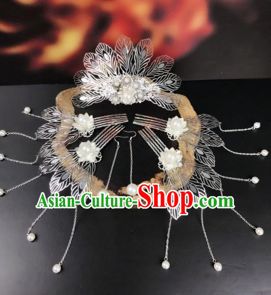 Chinese Ancient Handmade Hair Accessories Phoenix Coronet Classical Hanfu Hairpins Complete Set for Women