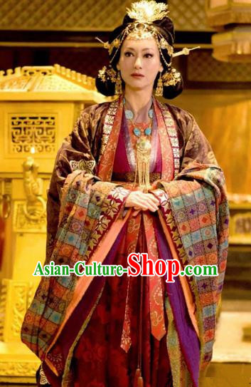 Chinese Ancient Five Dynasties and Ten Kingdoms Shu Empress Meng Hanfu Dress Replica Costume for Women