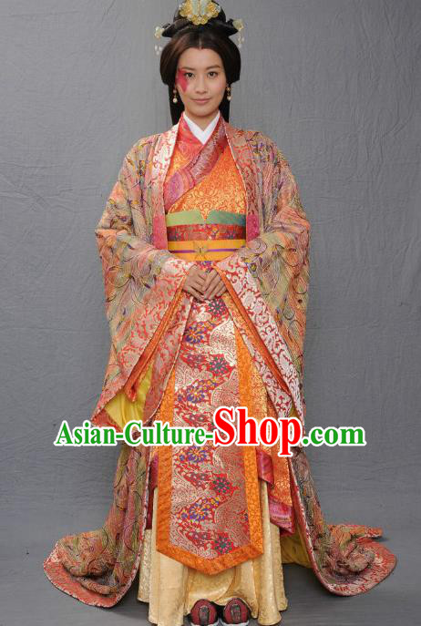 Ancient Chinese Warring States Period Qi Kingdom Empress Zhong Wuyan Hanfu Dress Palace Lady Replica Costume for Women