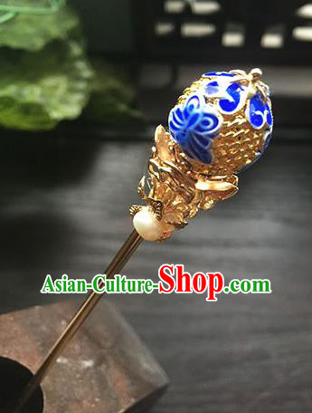 Chinese Ancient Hanfu Handmade Blueing Hairpins Hair Accessories Tassel Hair Clip for Women