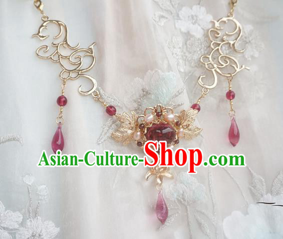Chinese Handmade Ancient Palace Necklace Accessories Hanfu Crystal Necklet for Women