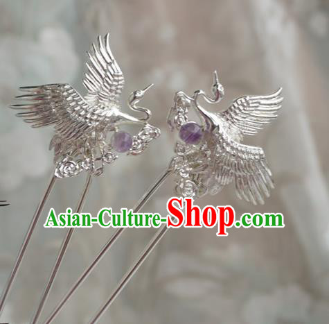Chinese Ancient Hanfu Handmade Crane Hairpins Hair Accessories Hair Clip for Women