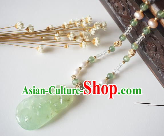 Chinese Handmade Ancient Jewelry Accessories Tassel Necklace Hanfu Jade Necklet for Women