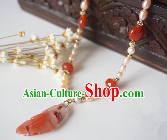 Chinese Handmade Ancient Jewelry Accessories Pearls Necklace Hanfu Jade Necklet for Women
