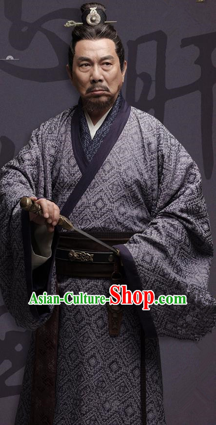 Chinese Ancient Eastern Han Dynasty Military Counsellor Yang Biao Historical Costume for Men