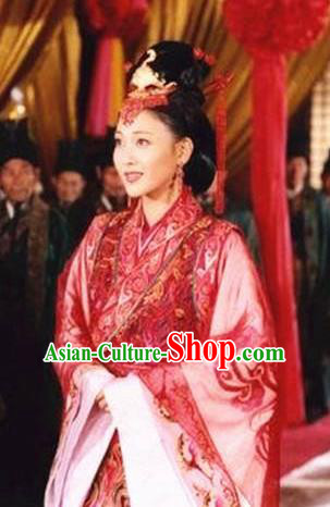 Chinese Ancient Han Dynasty Palace Lady Wang Zhaojun Wedding Hanfu Dress Replica Costume for Women