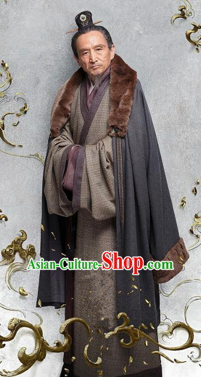 Chinese Ancient Three Kingdoms Period Military Strategist Jia Xu Historical Costume for Men