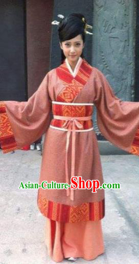 Chinese Ancient Han Dynasty Imperial Concubine Hanfu Dress Embroidered Replica Costume for Women