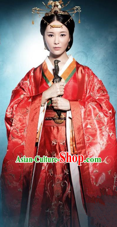 Ancient Chinese Warring States Period Princess Hanfu Wedding Dress Embroidered Replica Costume for Women