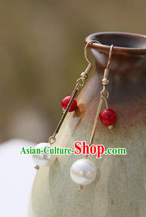 Ancient Chinese Handmade Hanfu Earrings Accessories Pearl Eardrop for Women