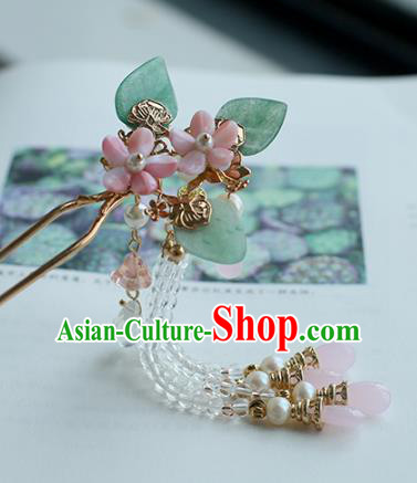 Chinese Ancient Hanfu Handmade Hairpins Pink Flowers Hair Clip Hair Accessories for Women