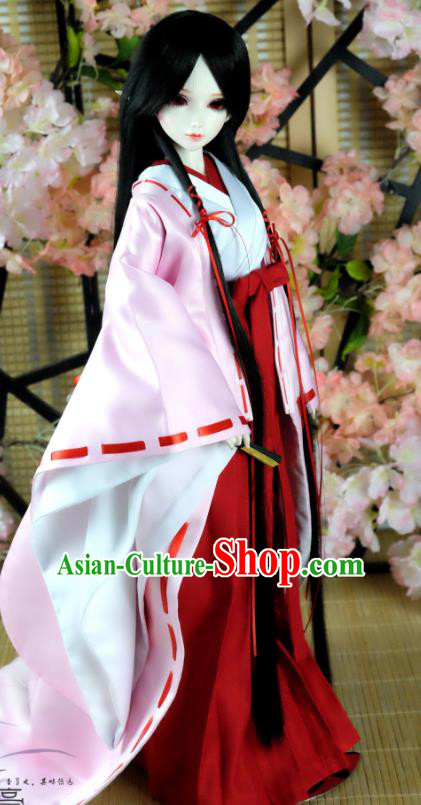Traditional Asian Japan Costume Japanese Witch Iromuji Kimono Pink Vibration Sleeve Kimono Clothing for Women