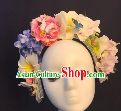 Top Grade Hair Accessories Halloween Stage Performance Pink Flowers Hair Clasp Headwear for Women