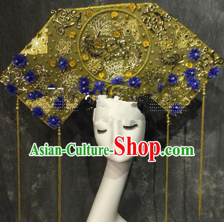 Top Grade Golden Deluxe Hair Accessories China Style Headdress Halloween Stage Performance Headwear for Women