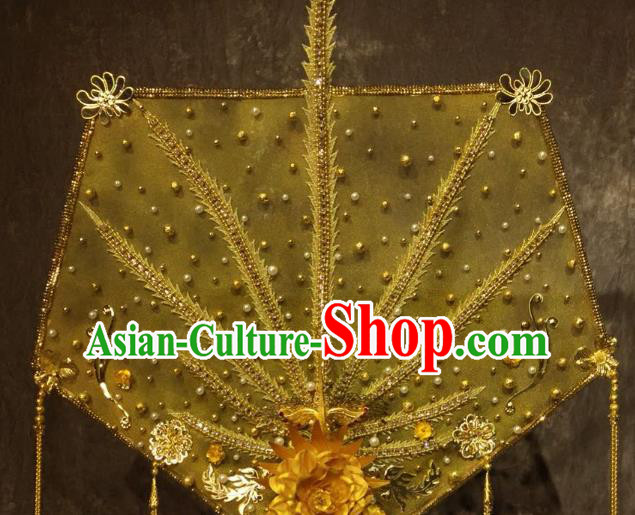 Top Grade Golden Deluxe Palace Hair Accessories China Style Headdress Halloween Stage Performance Headwear for Women