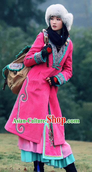 Traditional China National Costume Chinese Tang Suit Pink Dust Coats for Women
