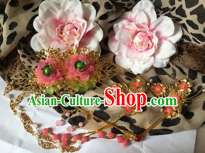 Traditional Chinese Ancient Hair Accessories Tassel Step Shake Hairpins Complete Set for Women